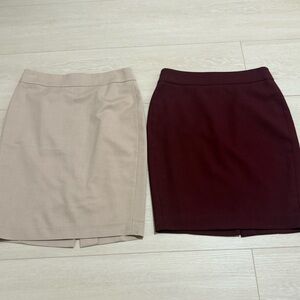 3/$10 Ann Taylor Beige Maroon Mini Skirt Bundle of 2